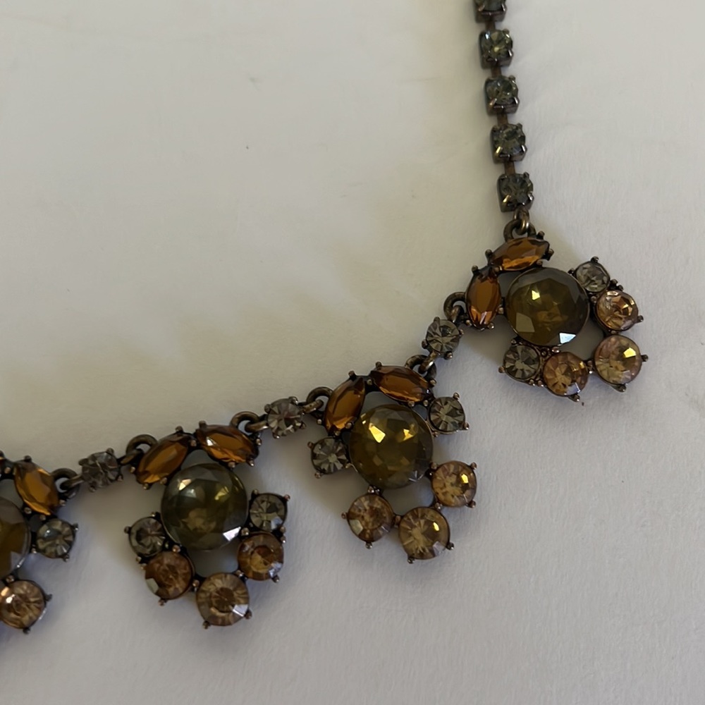 J Crew  Bronze, Champagne and Grey Rhinestone Necklace